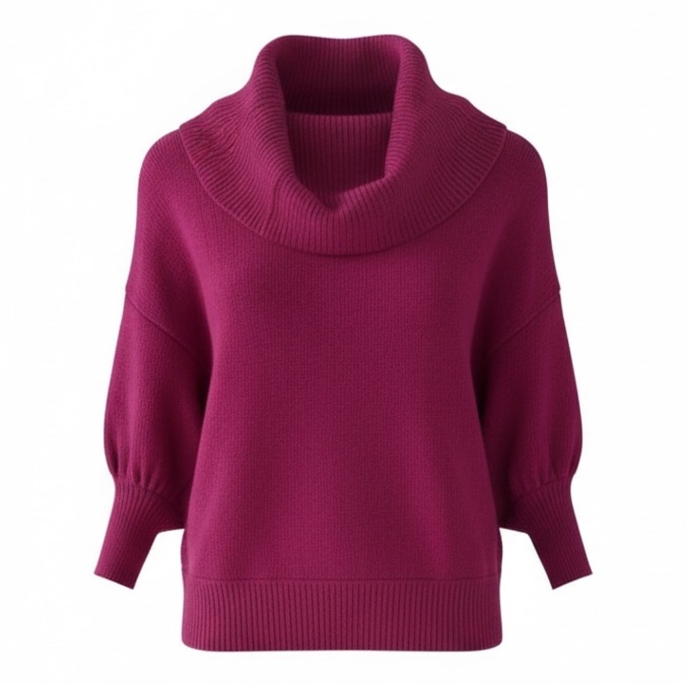 Express Deep Pink Cowl Neck 3/4 Sleeve Angora Blend Sweater Size Small